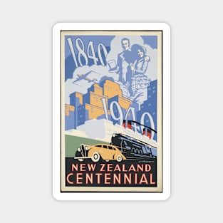 New Zealand Centennial Vintage Poster Magnet