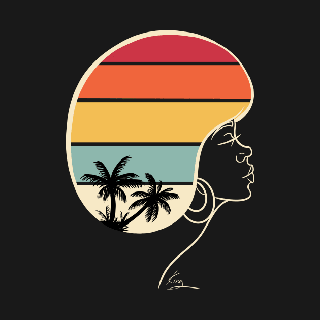 Retro Afro Sunset | Black Woman Afro Art by kiraJ