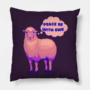 pink peace sheep, peace be with you, peace be with ewe Pillow