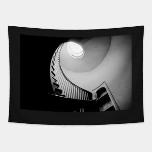 Black And White Spiral Staircase Tapestry