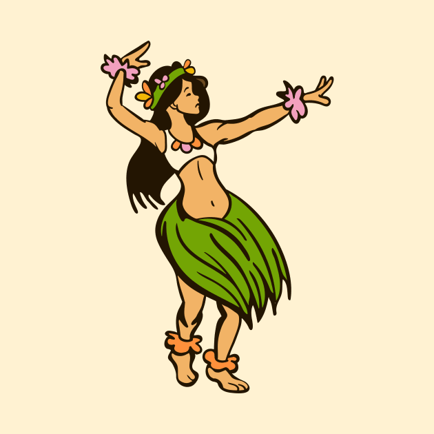 Vintage Hawaiian Hula Dancer Cartoon // Retro Hula Girl D by Now Boarding