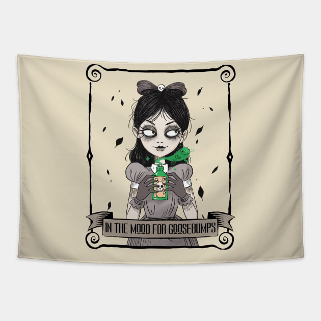 Cute Goth Girl Holding a Potion Bottle Tapestry by SunGraphicsLab