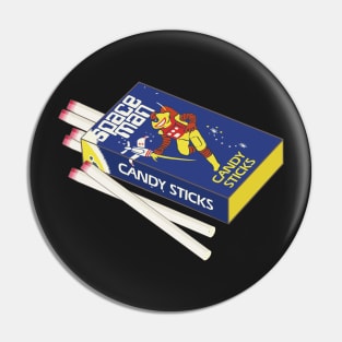 Spaceman Candy Sticks Digital Illustration Pin