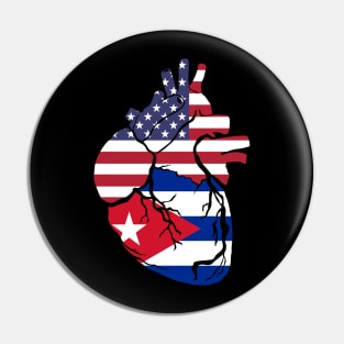 USA and Cuba flag heart Pin