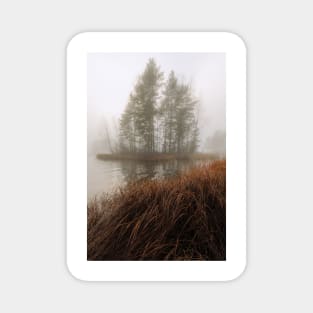 Foggy lake and small island Magnet