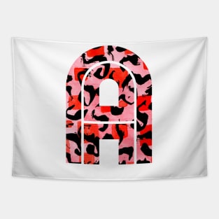 Abstract Letter A Watercolour Leopard Print Alphabet Red Tapestry