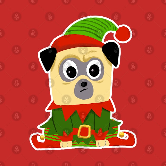 Christmas is coming, pug dressed up as christmas elf by chillstudio