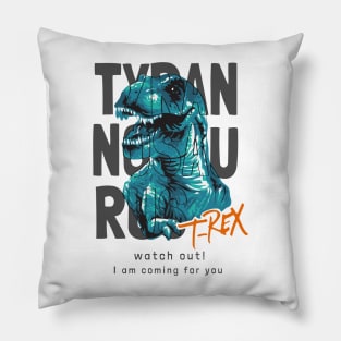 Jurassic Fury: Blue and Green T-Rex Pillow