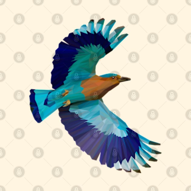 Indian Roller Bird Lowpoly Art by faagrafica