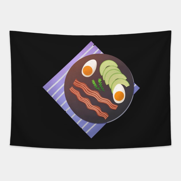 Breakfast: Avocado Eggs and Bacon Tapestry by 2dsandy