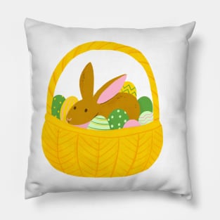 Easter Bunny in a basket of eggs Pillow