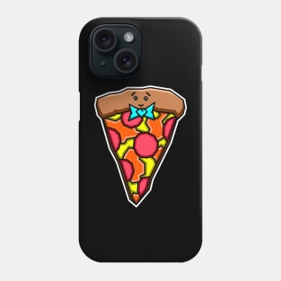 Cute Pepperoni Pizza Slice with a Smile and a Blue Bow Tie Gift - Pizza Phone Case