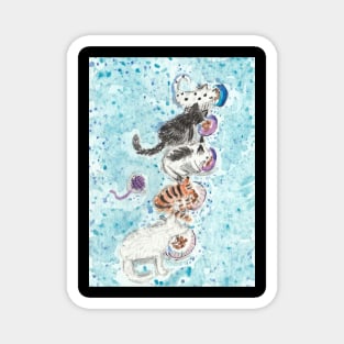 Dinner Time  kittens cat  watercolor painting Magnet