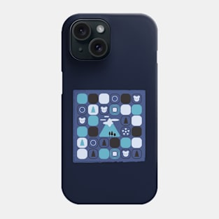 Squares in a square with blue mountain Phone Case