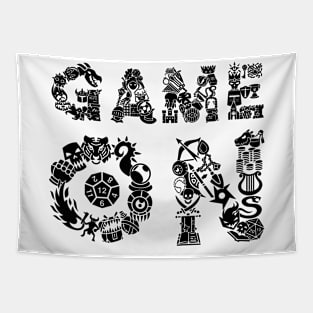 game on black Tapestry