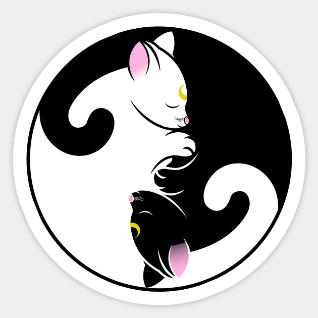Luna And Artemis Inspired Yin Yang Sailor Cats Sailor Moon Adesivo Teepublic It