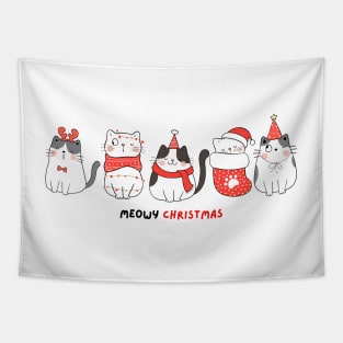 Meowy Christmas- cats group Tapestry