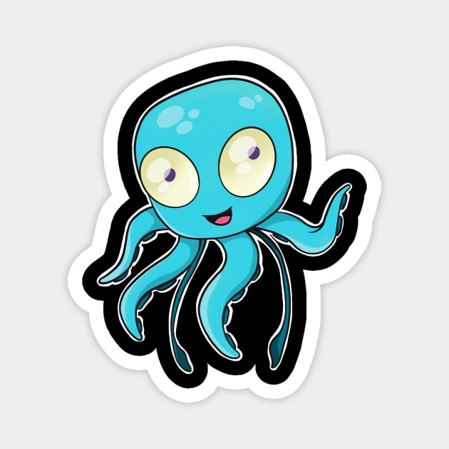 Cute Octopus Chibi Kraken Kawaii Squid Sea Dweller Magnet by Foxxy Merch