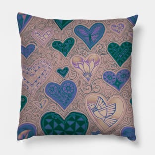 Hearts sunrise blush Pillow