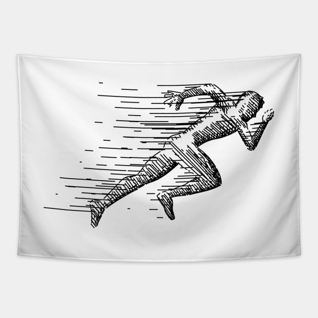 Runner Running Abstract Tapestry by KC Happy Shop