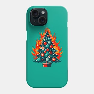 a Christmas tree on fire Phone Case