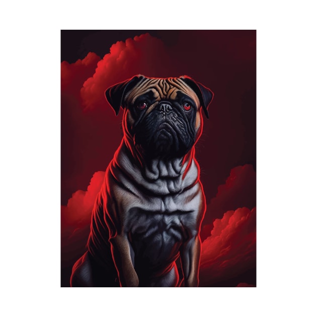 a pug in the sky portrait painting by Arteria6e9Vena