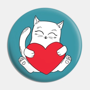 Little cat holding a heart of love Pin