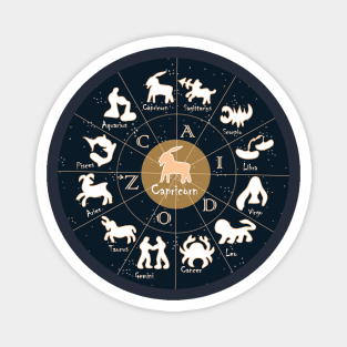 Capricorn, Zodiac, Astrology, Horoscope, Stars, Sun-and-moon. Birthday, Valentines-day, Holidays, Magnet