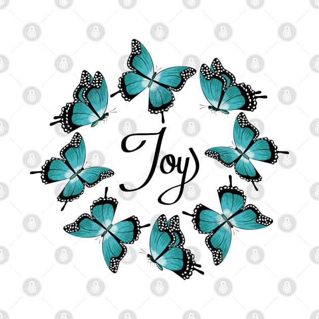 Joy - Blue Butterflies by Designoholic