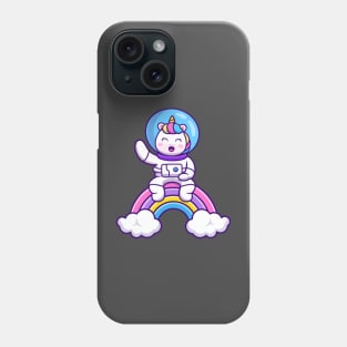 Cute Astronaut Unicorn Sitting On Rainbow Cartoon Phone Case