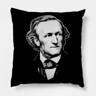 Richard Wagner Black and White Pillow
