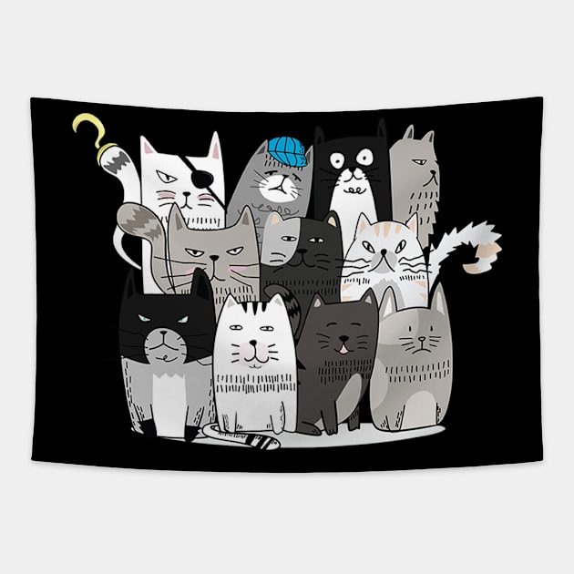 Cats gang, funny cat Tapestry by white.ink