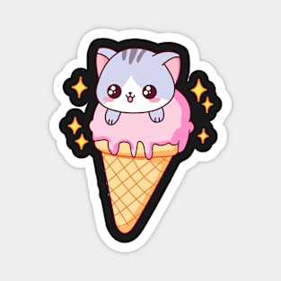 Ice Cream Cat Pattern Magnet