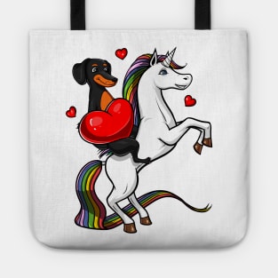 Dachshund Wiener Dog Riding Unicorn Tote