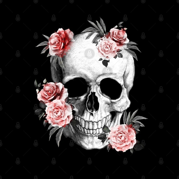 skeleton,floral,flower skull, roses by Collagedream