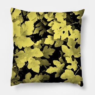 Fallen leaves, yellow, tan, gold, fall, autumn, leaves, pattern, leaf, botanical, xmas, christmas, spring, holidays, summer, tropical, Pillow