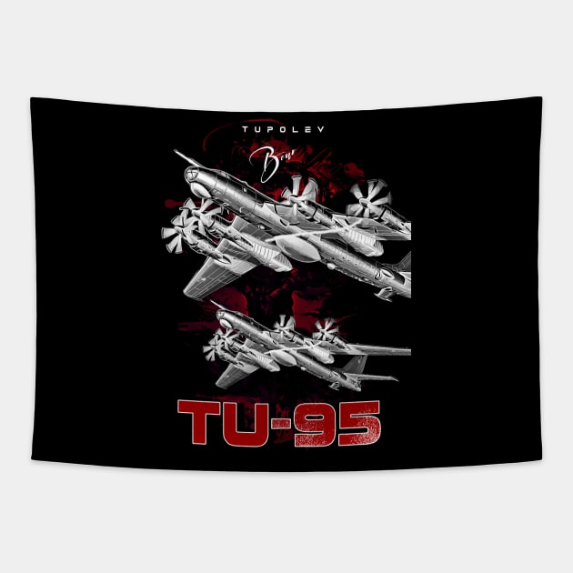 Tupolev TU-95 Heavy Russian Bomber Aircraft Tapestry by aeroloversclothing