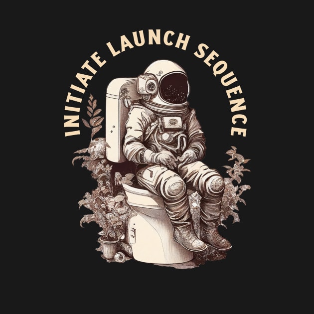 Astronaut on a toilet Initiate Launch Sequence by One Eyed Cat Design