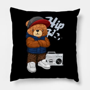 teddy bear in hip hop style Pillow