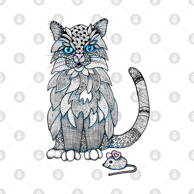 Doodle Cat with Toy Mouse by Julie Townsend Studio