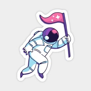 Astronaut Walking with a Flag Magnet