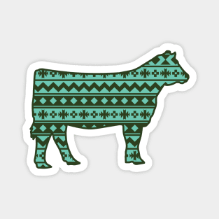 Stock Show Livestock Heifer with Green Southwest Pattern Magnet