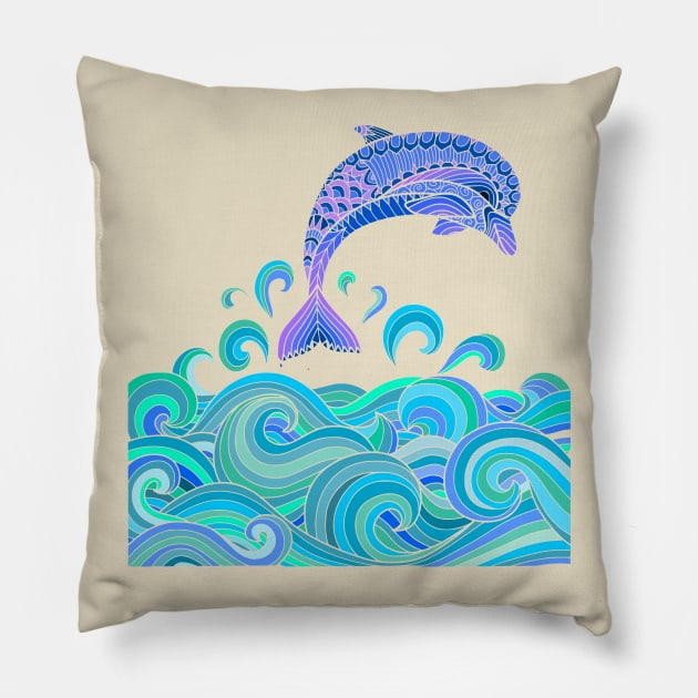 Pretty Dolphin Pillow by AlondraHanley