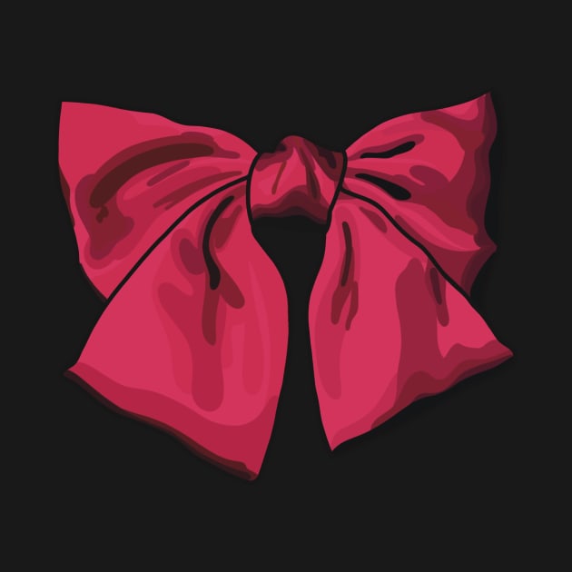 Digital illustration of red satin bow by Tana B 