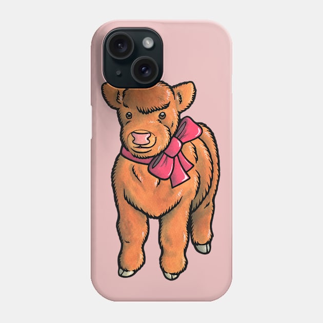 Highland cow calf Phone Case by animalartbyjess