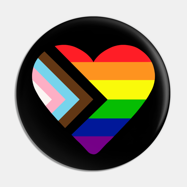 Progress Pride Flag Heart - Progress Pride Flag - Pin | TeePublic