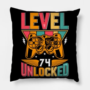 Level 74 Unlocked Awesome Since 1949 Funny Gamer Birthday Pillow