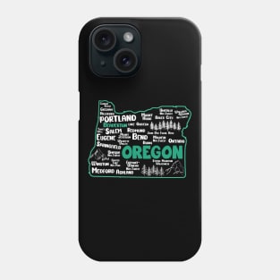 Cute map of Beaverton Oregon, Portland, Salem, Eugene, Springfield, Bend, Ontario, Medford Phone Case