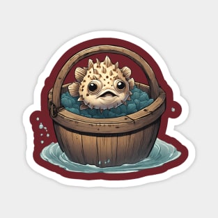 pufferfish stuck in the basket Magnet