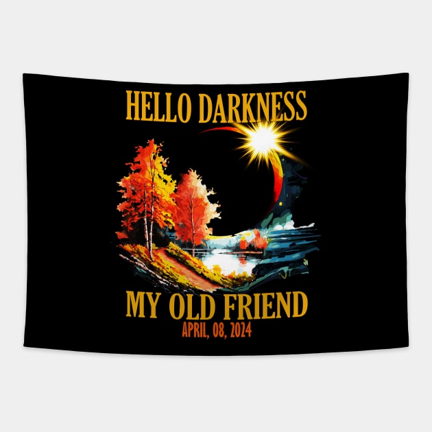 Hello Darkness My Old Friend, April 08 2024 Total Solar Eclipse Tapestry by AlmaDesigns